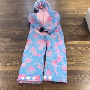 Colorful Kids' Snowsuit with Heart Accents